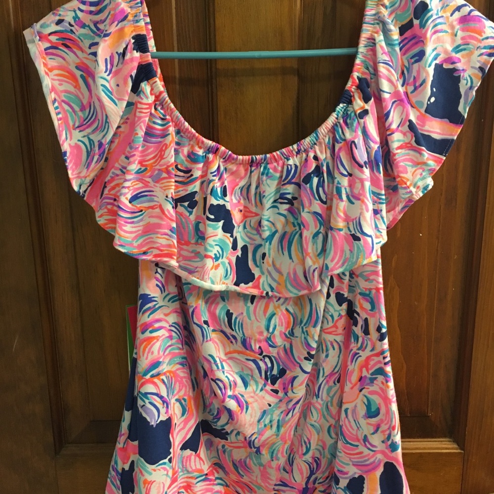 VEUC Lilly Pulitzer La Fortuna Off shoulder top size M